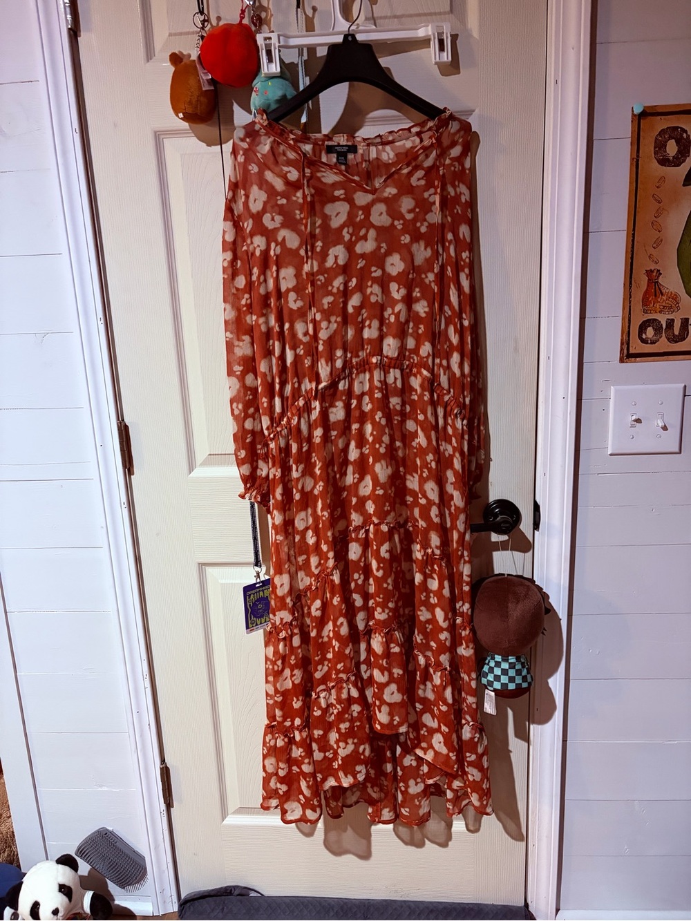 Rust Floral Tiered Maxi dress - Women's